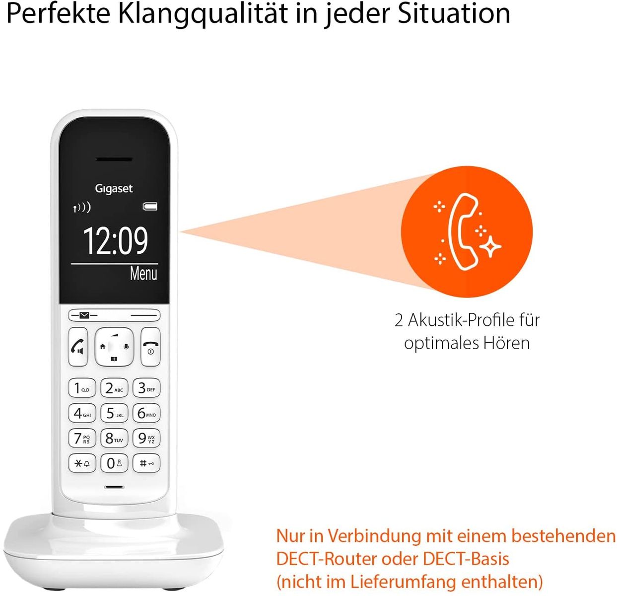 Gigaset CL390HX DECT-Mobilteil Schnurloses Senioren-Telefon für Router