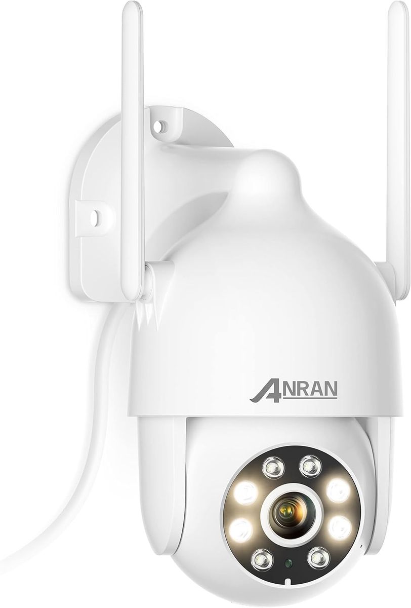 ANRAN 2K HD Überwachungskamera Aussen WLAN, 360 Grad Schwenkbare 3MP IP Kamera mit Flutlicht und Alarm, Automatische Verfolgung, 24/7 Aufzeichnung, HD Nachtsicht, 2-Wege-Audio, 2,4GHz WLAN, P2 Weiß