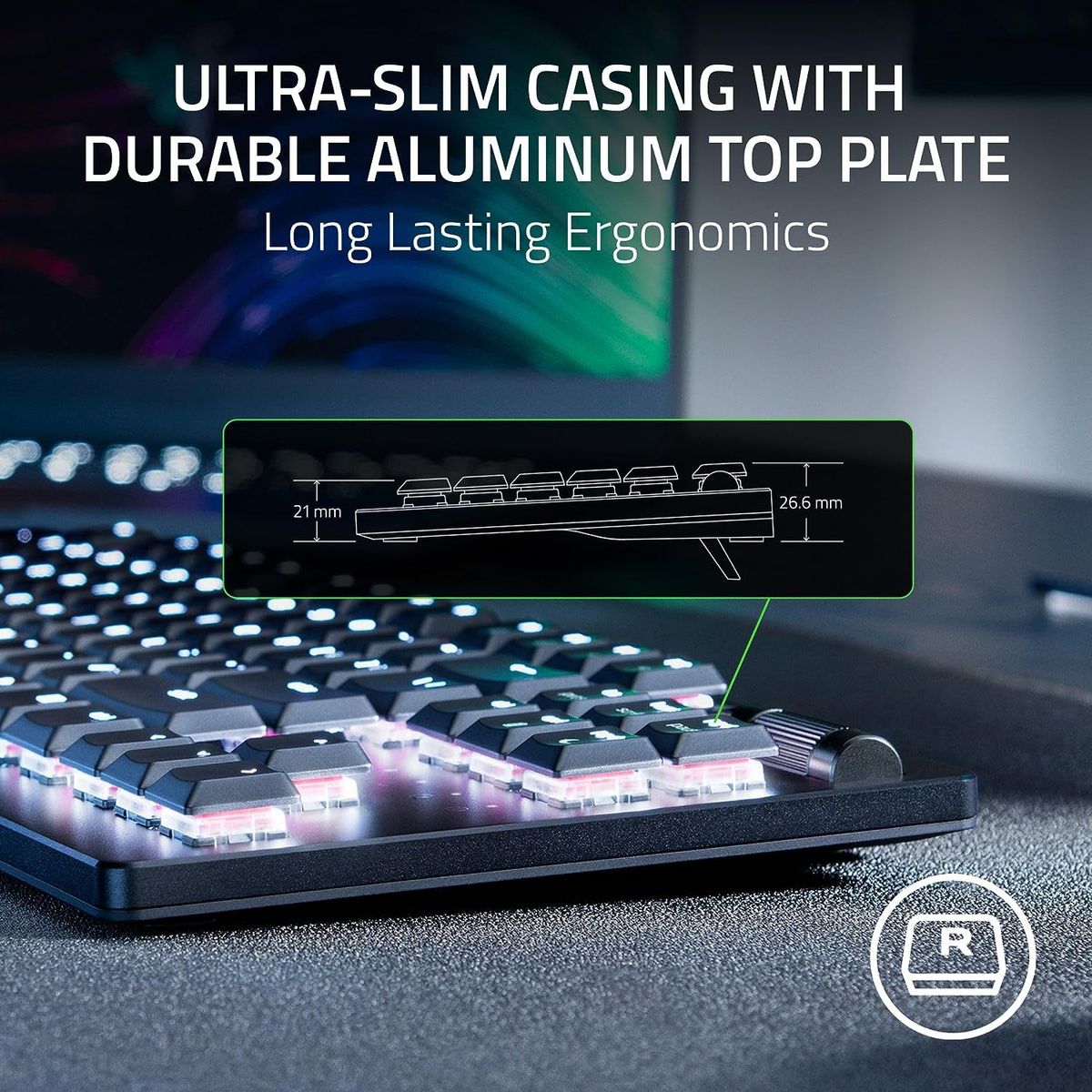 Razer DeathStalker V2 Pro TKL Gaming Keyboard Dual Wireless Optical Red Switches RGB USA Layout QWERTY ISO