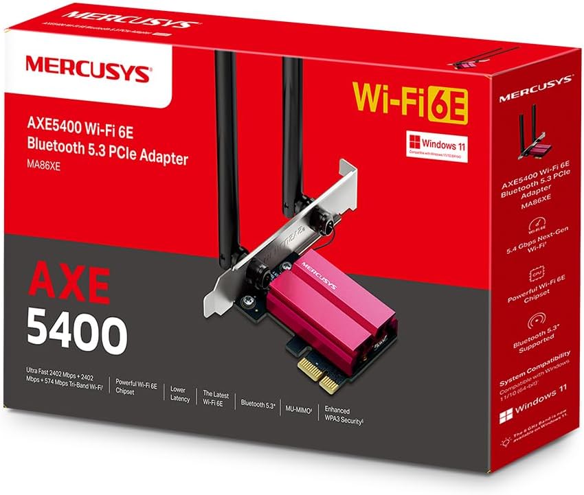 Mercusys MA86XE Netzwerkkarte Eingebaut WLAN / Bluetooth 5400 Mbit/s