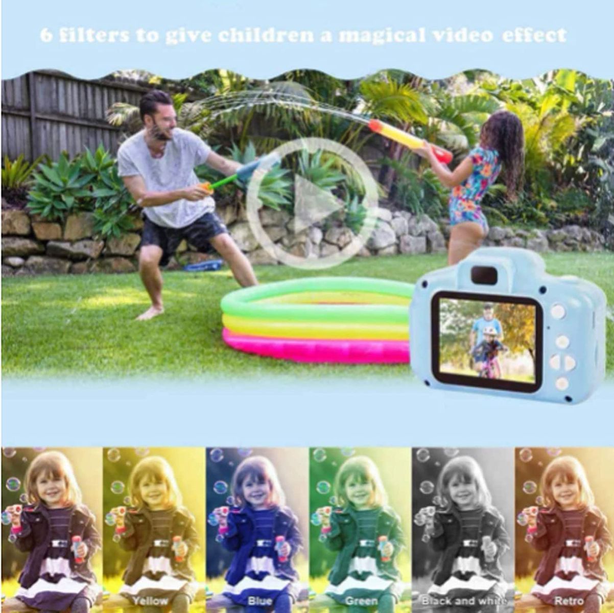 Kinder Kamera, 2,0 Zoll HD-Bildschirm 1080P 32 GB Digital Fotokamera Selfie und Videokamera, Geburtstagsgeschenkspielzeug für Jungen und Mädchen von 3 bis 12 Jahren（Mit Kartenleser ）
