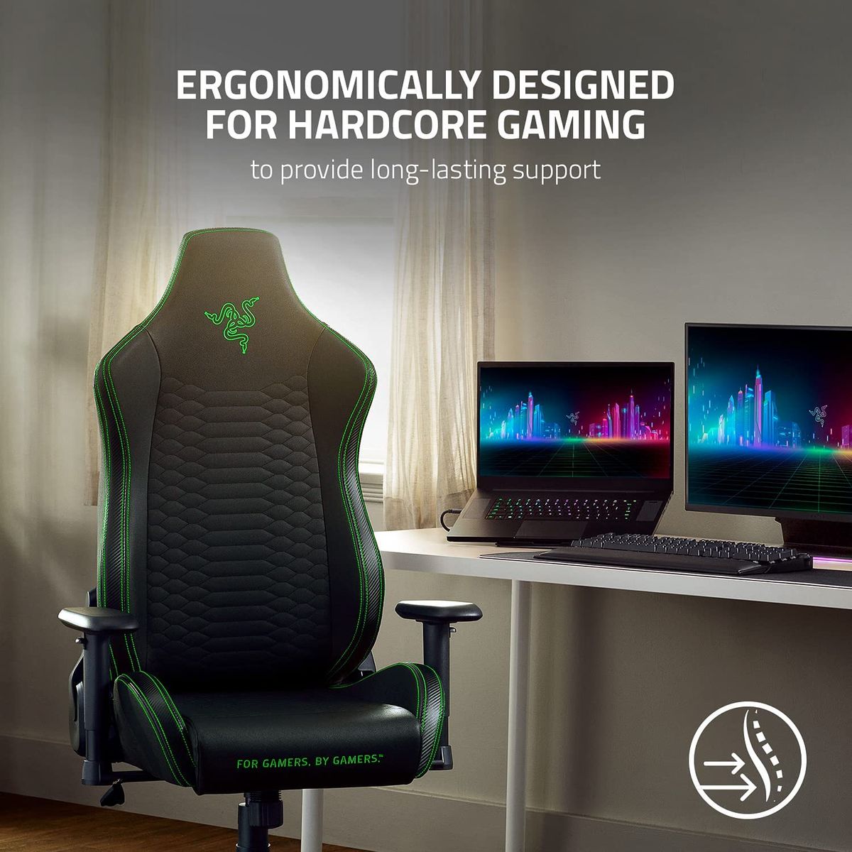 Razer Iskur X Ergonomic Gaming & Office Chair PVC < 136kg Black/Green