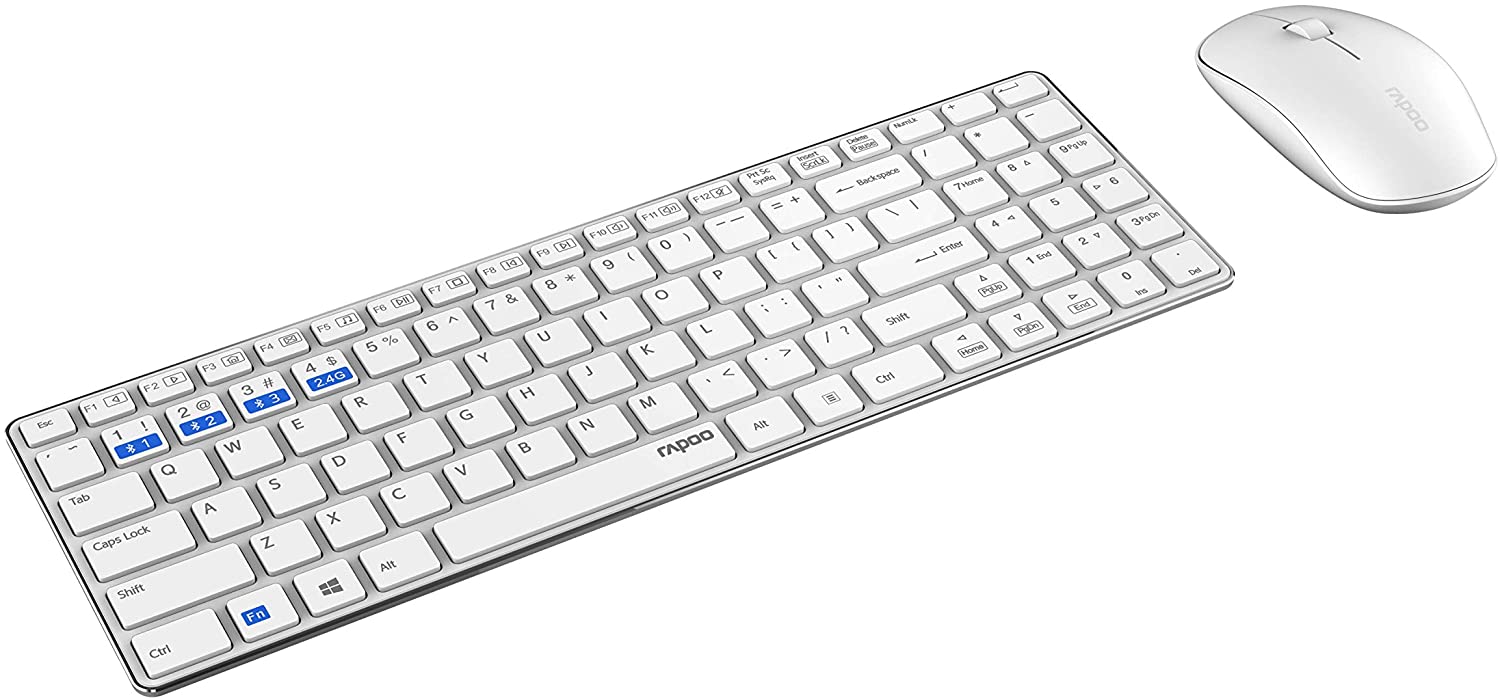Rapoo 9300M kabelloses Multi-Mode Deskset Tastatur & Maus weiß DE-Layout