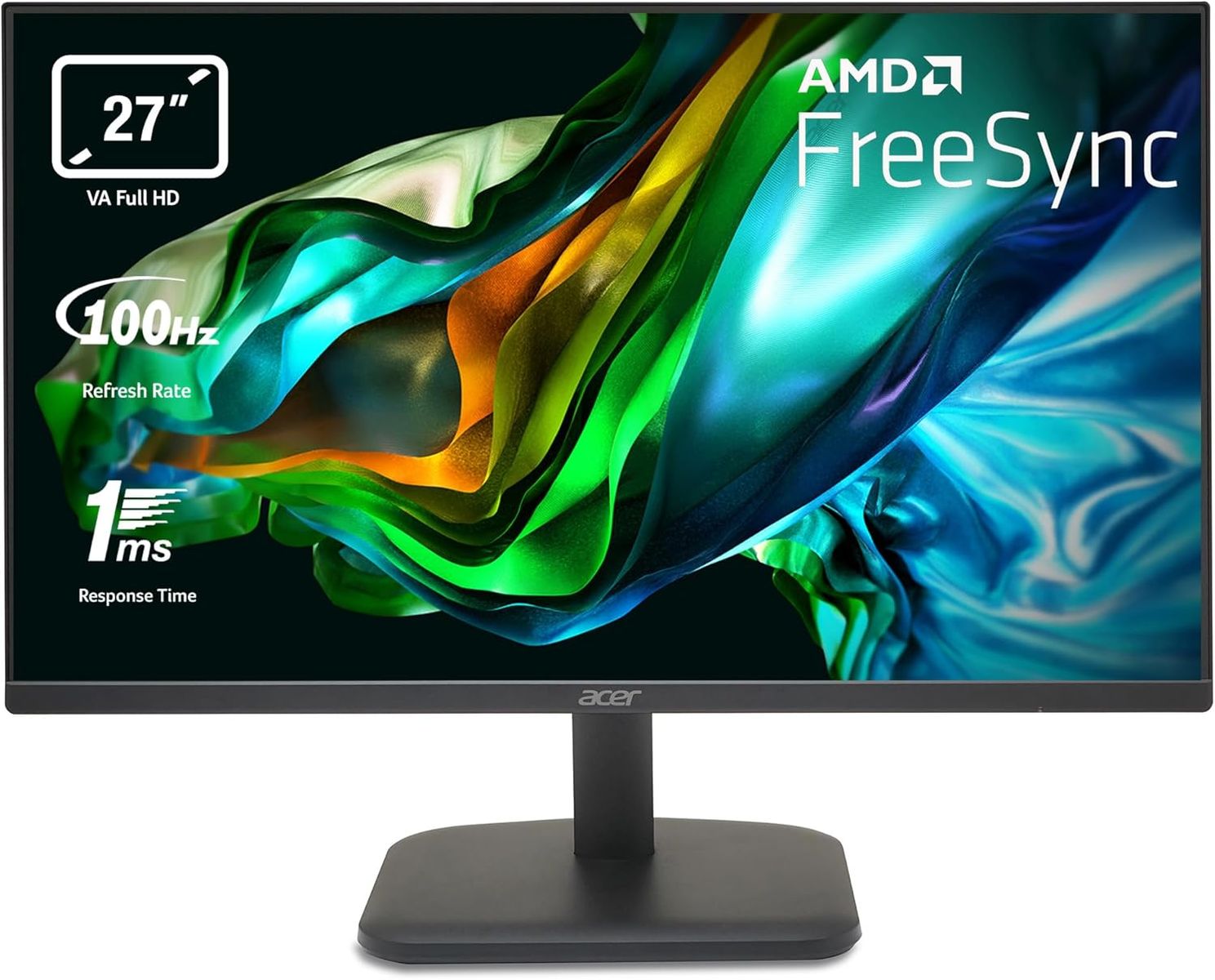 Acer EK241YH Monitor 23,8 Zoll (60 cm Bildschirm) Full HD, 100Hz HDMI, 75Hz VGA, 5ms (GTG), HDMI 1.4, FreeSync, Schwarz