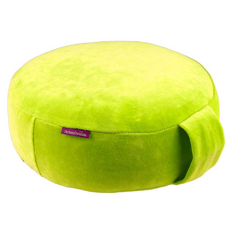 Farbenfreunde interior yoga cushion Nicky with spelt fur filling pea 30 cm 239 Lemon Green