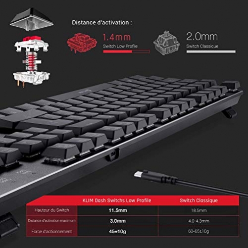 KLIM Dash Mechanische Gaming Tastatur Wired mit RGB FR-Layout