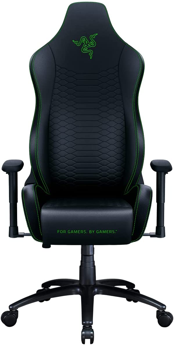 Razer Iskur X - Ergonomischer Gaming Stuhl (Schreibtischstuhl / Bürostuhl, Ergonomisches Design, Mehrlagiges Kunstleder, Polster aus hoch verdichtetem Schaumstoff) Schwarz/Grün | Standard Iskur X Schwarz/Grün Standard
