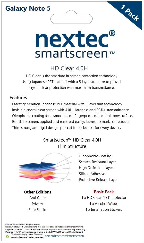 nextec Displayschutzfolie (HD Clear Series) für Apple iPhone und Samsung Galaxy