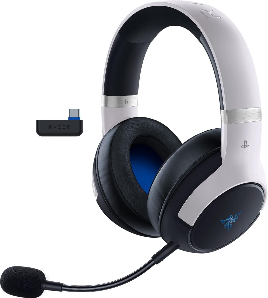 Razer Kaira Pro HyperSpeed PlayStation Licensed Gaming Headset Dual Wireless Stereo for PS PC Mobile Black/White