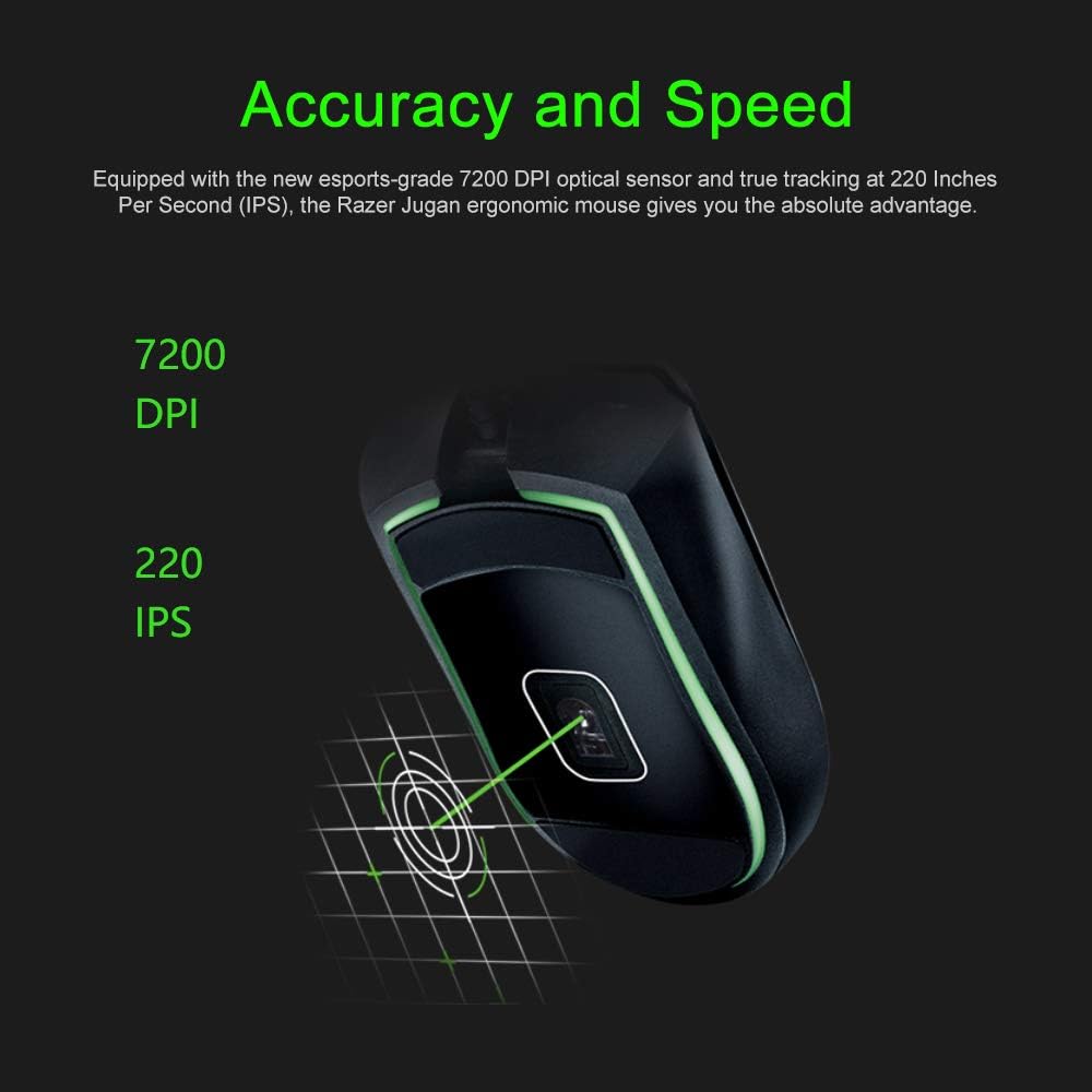 Razer Jugan Wired Gaming Mouse RGB Chroma Lighting 7200 DPI Ambidextrous Mouse Optical Sensor 3 Independently Programmable Buttons Ergonomic Design