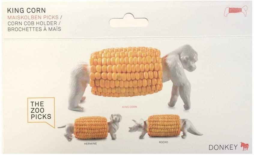 DONKEY Products Zoo Picks King Corn, 2-pcs, corn cob holder