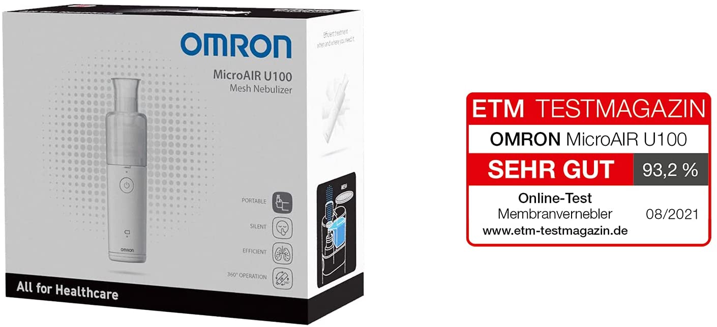 Omron MicroAir U100 Inhaler - Noiseless electric nebulizer for home or travel - For the treatment of respiratory diseases in adults and children asthma treatment.