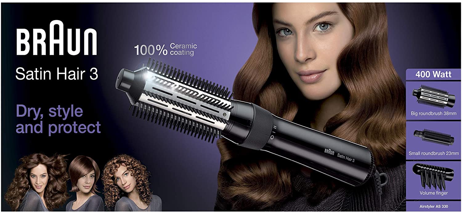 Braun Satin Hair 3 Airstyler Airstyler AS330, with 3 styling attachments, 400 Watt