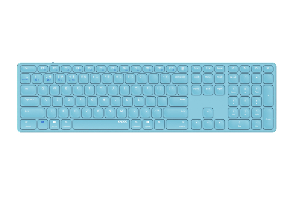 Rapoo E9800M kabellose Tastatur Wireless Keyboard wiederaufladbarer Akku flaches Aluminium Design PC & Mac - blau - (DEU Layout - QWERTZ)