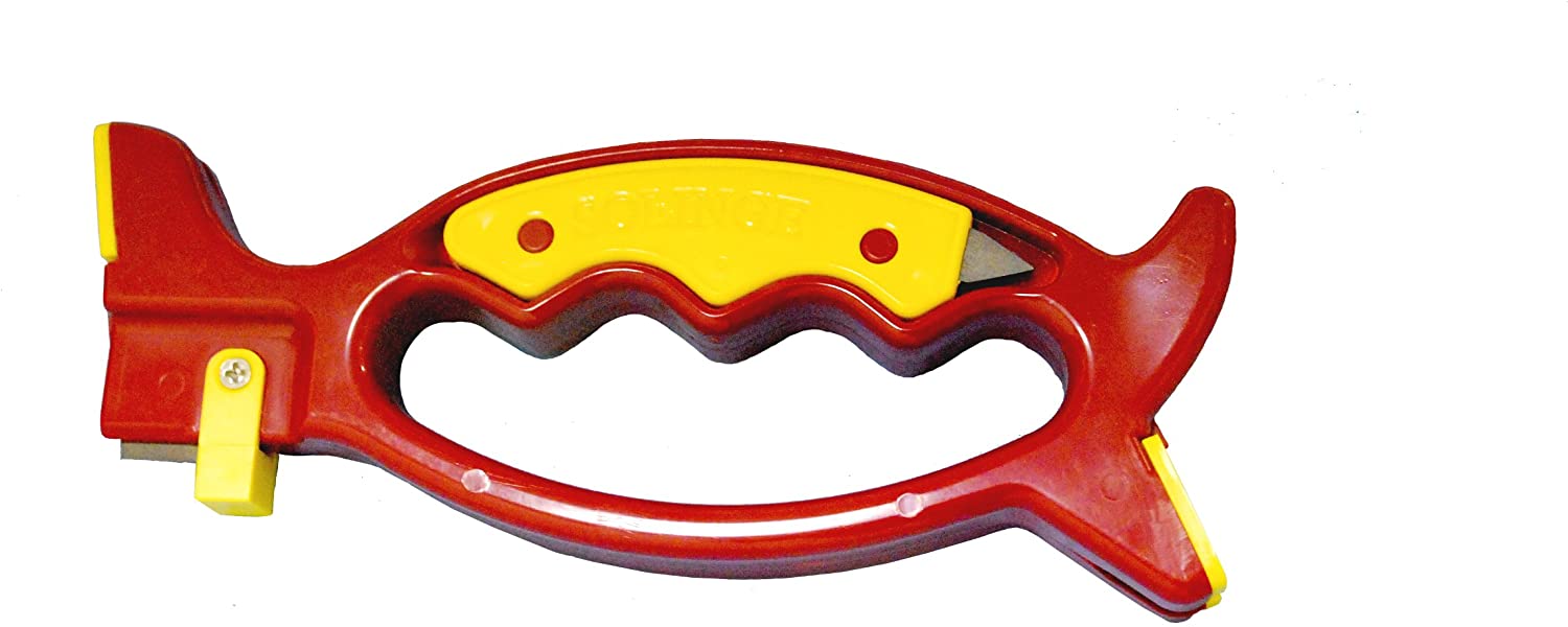 Sol.Inge Multipurpose Knife Sharpener Tool - For Serrated Knives, Scissors, Chisels and More - Red