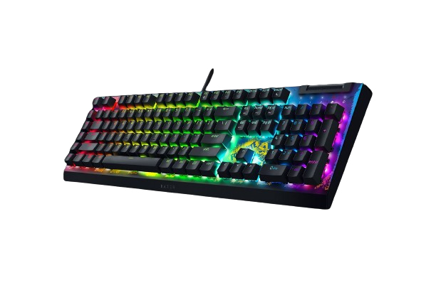 Razer BlackWidow V4 X - Fortnite Edition Mechanische Gaming-Tastatur mit RGB (Yellow Switches, 6 eigene Makro-Tasten, Doubleshot-ABS-Tastenkappen) - (USA Layout - QWERTY)