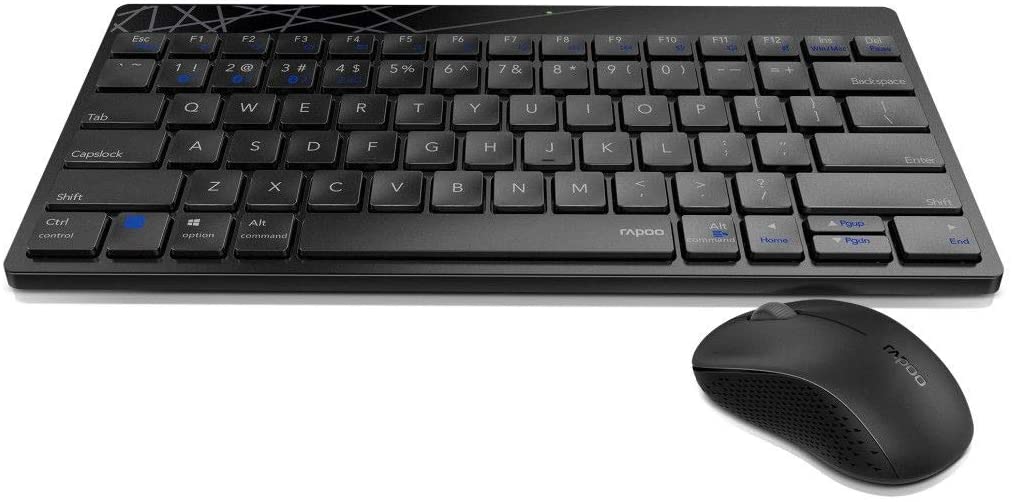 Rapoo 8000M kabelloses Multi-Mode Deskset Tastatur & Maus schwarz DE-Layout