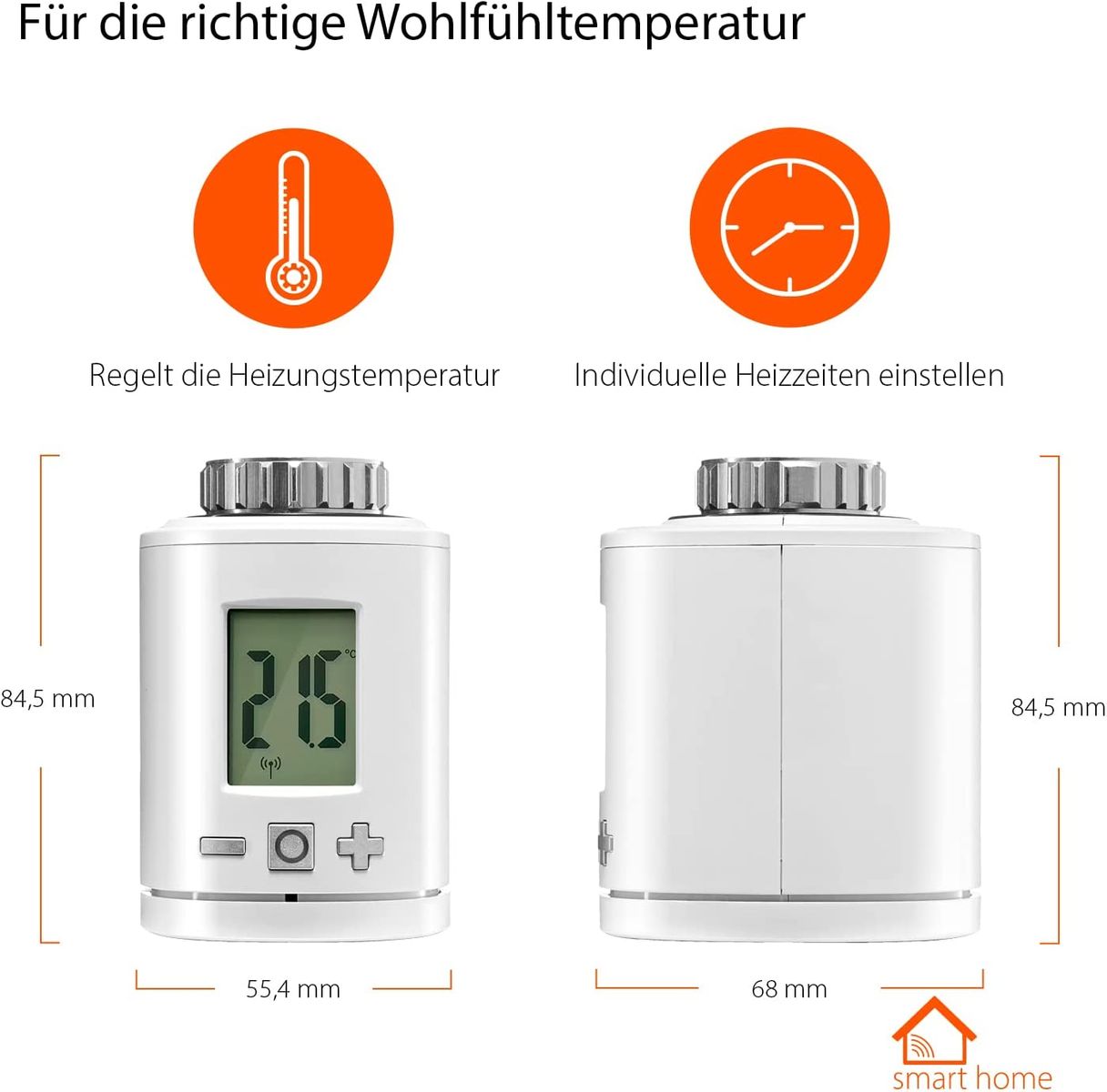 Gigaset Thermostat ONE X - Smart Home Erweiterung - Heizkörperthermostat für ein angenehmes Raumklima - regelt die Heizungstemperatur - spart Heizkosten - Home Connect Plus, Base erforderlich, weiß