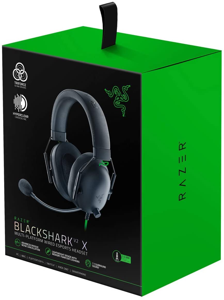 Razer BlackShark V2 X Gaming Headset Virtual 7.1 Surround-Sound 3.5mm Multi-Plattform Black