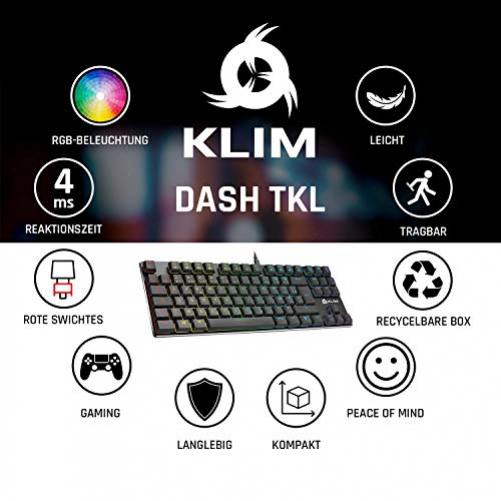 KLIM Dash TKL Mechanische Tastatur mit RGB-Beleuchtung DE-Layout