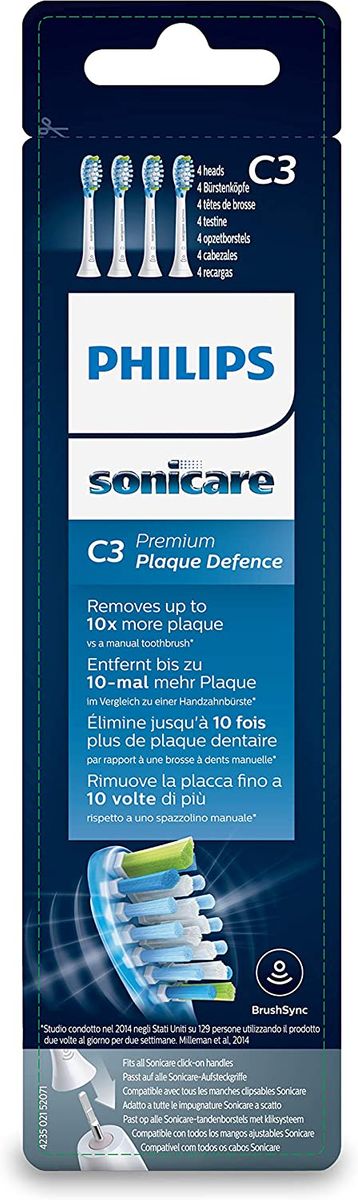 Philips Sonicare C3 Premium Plaque Defence Standard-Bürstenköpfe für Schallzahnbürste (Modell HX9044/17) Weiß