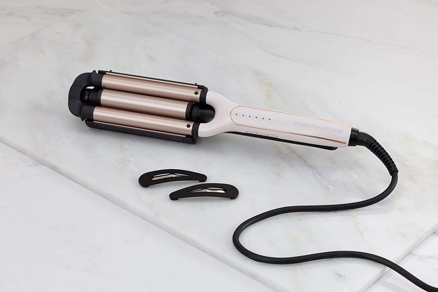 Remington CI91AW ProLuxe 4-in-1-Waver: Beach Waves Natural Casual Waves Water Waves Mermaid Waves Digitalanzeige Temperaturregelung bis 210C Lockenstab Multistyler CI91AW