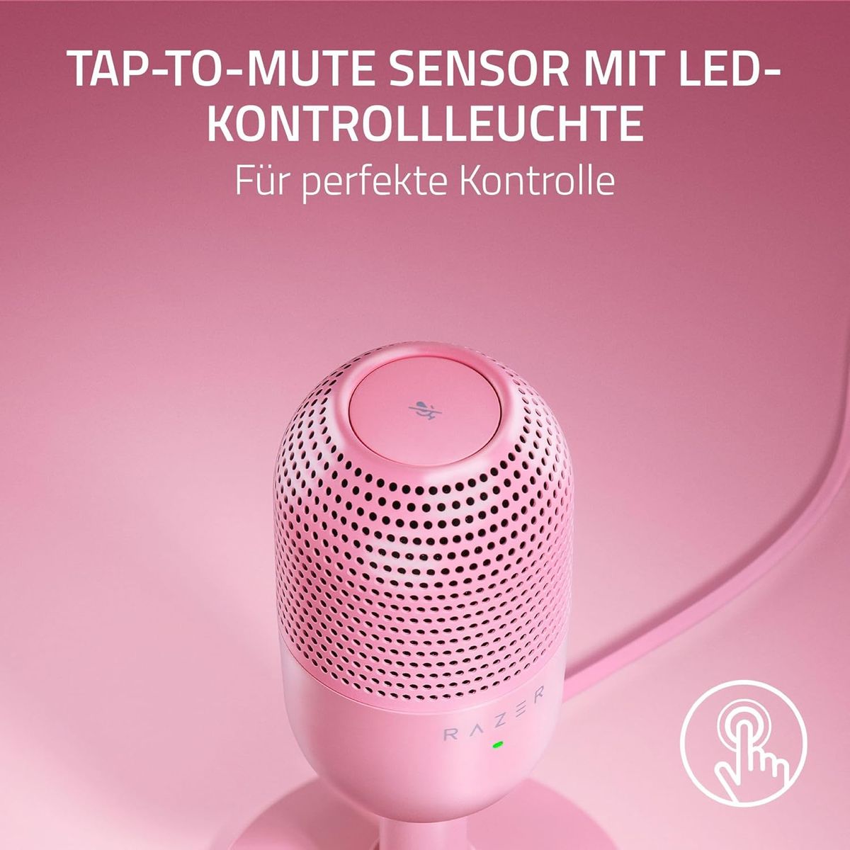 Razer Seiren V3 Mini - Ultrakompaktes USB-Mikrofon (14mm Supernieren Kondensatormikrofon, Tap-to-Mute-Sensor mit LED-Anzeige, integrierter Stoßdämpfer, Plug-and-Play Design) Quartz