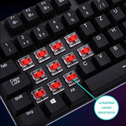 KLIM Dash Mechanische Gaming Tastatur Wired mit RGB DE-Layout