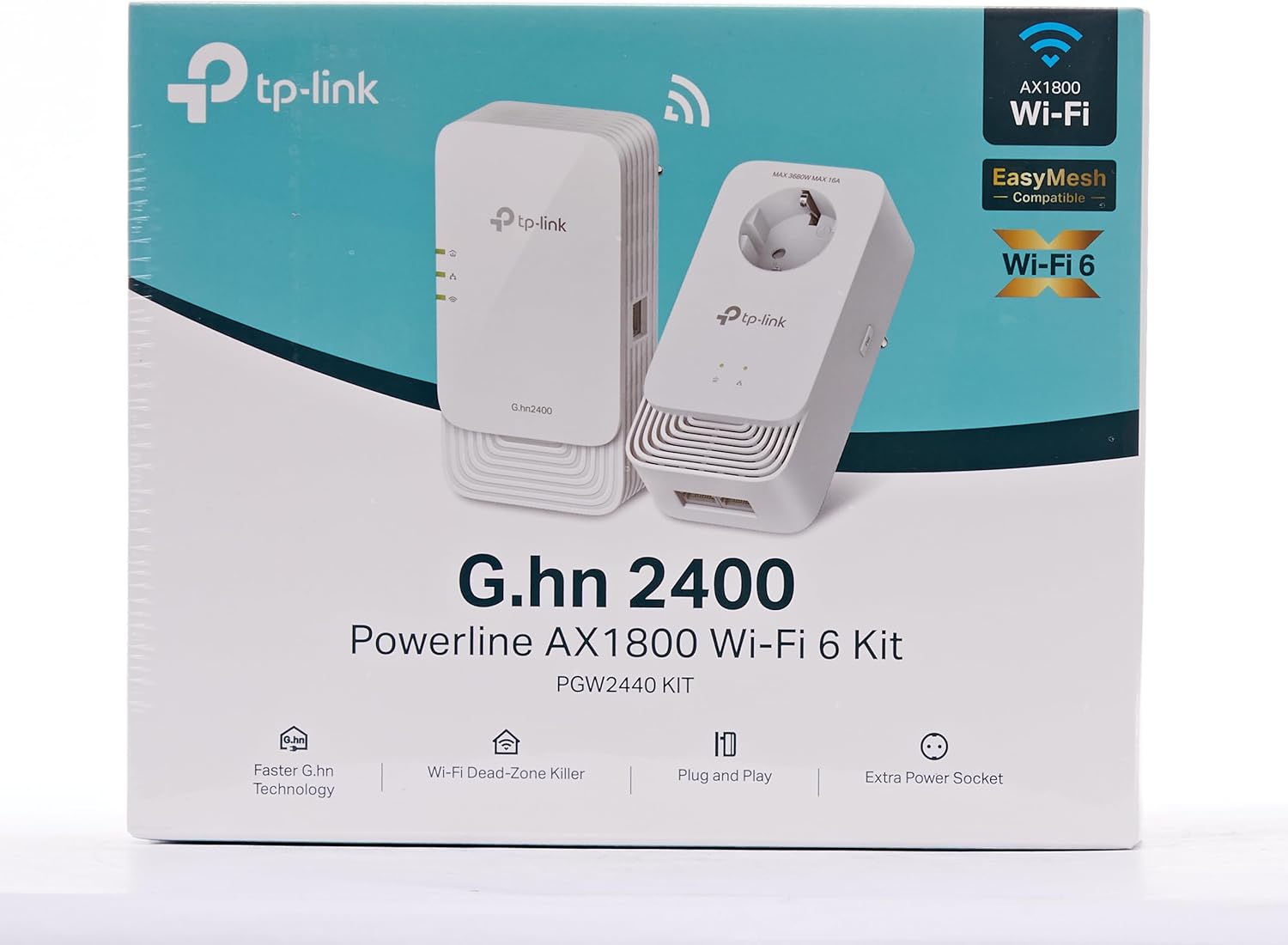 TP-Link PGW2440 KIT WLAN Powerline, bis zu 1428 Mbps über Powerline, Gigabit Ethernet, Extra-Steckdose, Plug & Play, Nicht kompatibel mit HomePlug AV/AV2 G.hn240