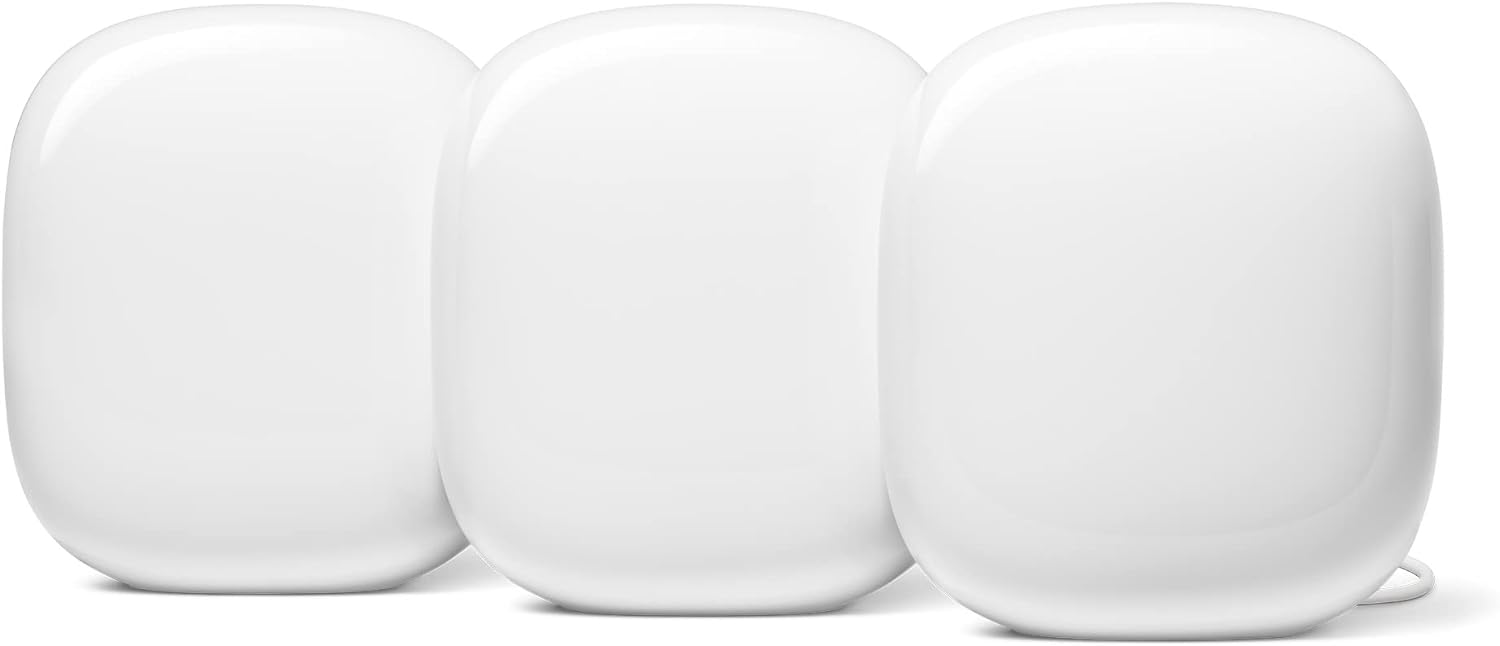 Google Wifi Pro – Wi-Fi 6E Reliable home system with fast speed and whole-home coverage Mesh router snow, 3-Pk Nest Pro Pack of 3 UK PLUG