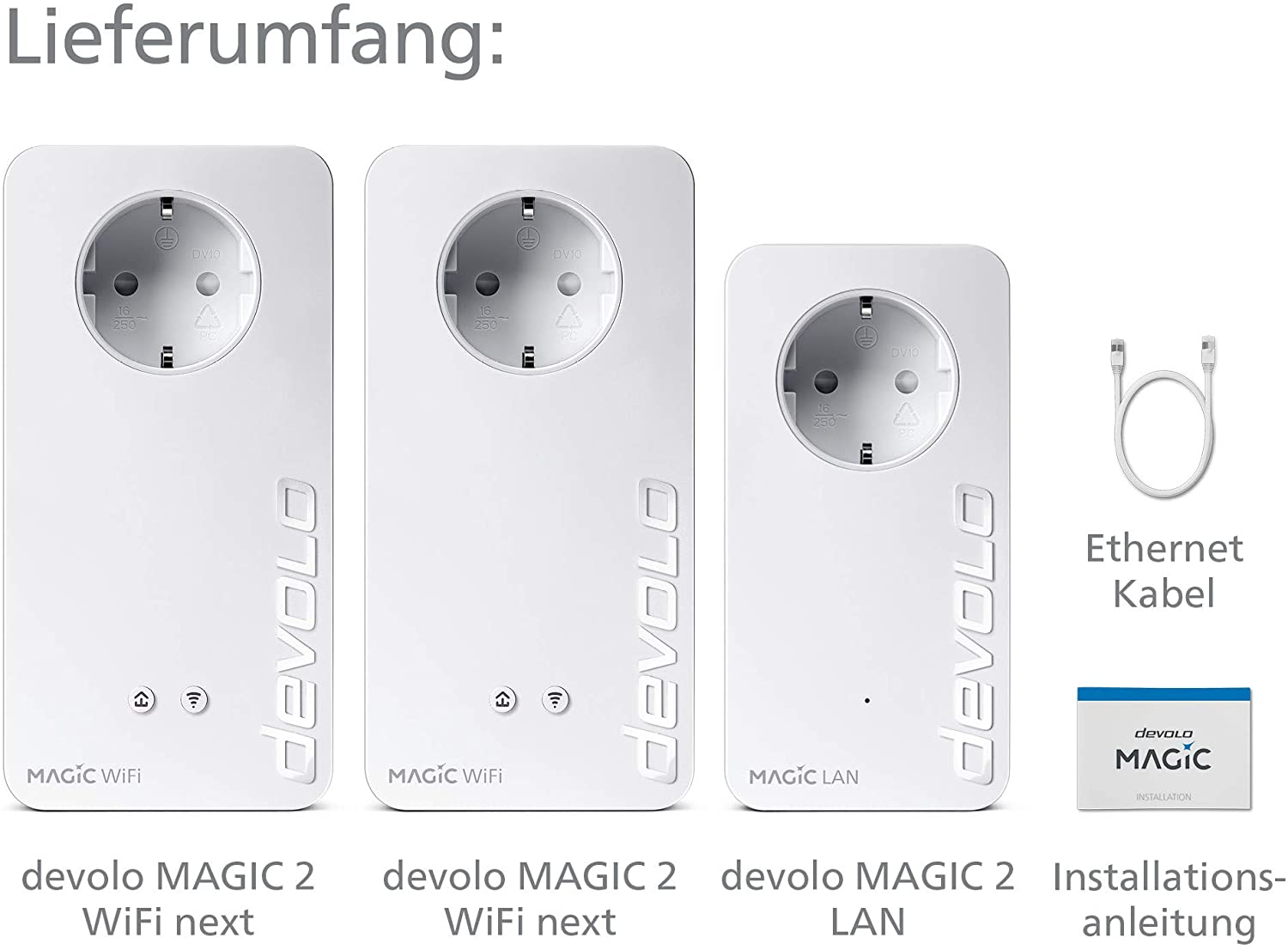 devolo Magic 2 2400 Wi-Fi ac next Multiroom Kit 3 Powerline adapters Mesh WiFi