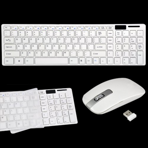 Accessotech schlank weiß Drahtlose Tastatur & wireless Optische Maus Set PC Laptop Windows 7