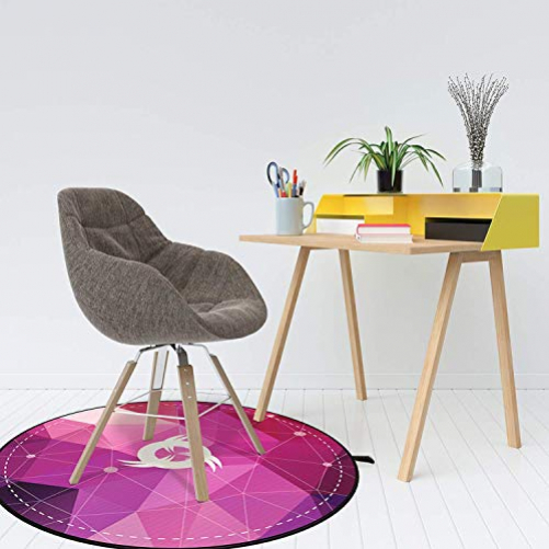 KLIM Chairmat - Stoffmatte für Stühle + Bodenschutzmatte mit Rutschfester Unterlage + Dekoriere Dein Büro, Wohnzimmer, Schlafzimmer usw. + Runde Schutzmatte + 120 cm + NEU 2020 (pink)