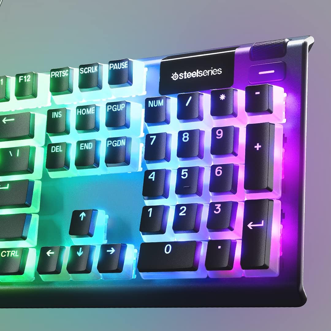 SteelSeries PrismCaps u2013 Double-Shot-Tastenset mit u201ePuddingu201c-Optik u2013 Kompatibilitu00e4t mit allen gu00e4ngigen mechanischen Tastaturen u2013 MX-Stu00f6u00dfel u2013 Schwarz (US-Tastaturlayout) - (USA Layout - QWERTY)