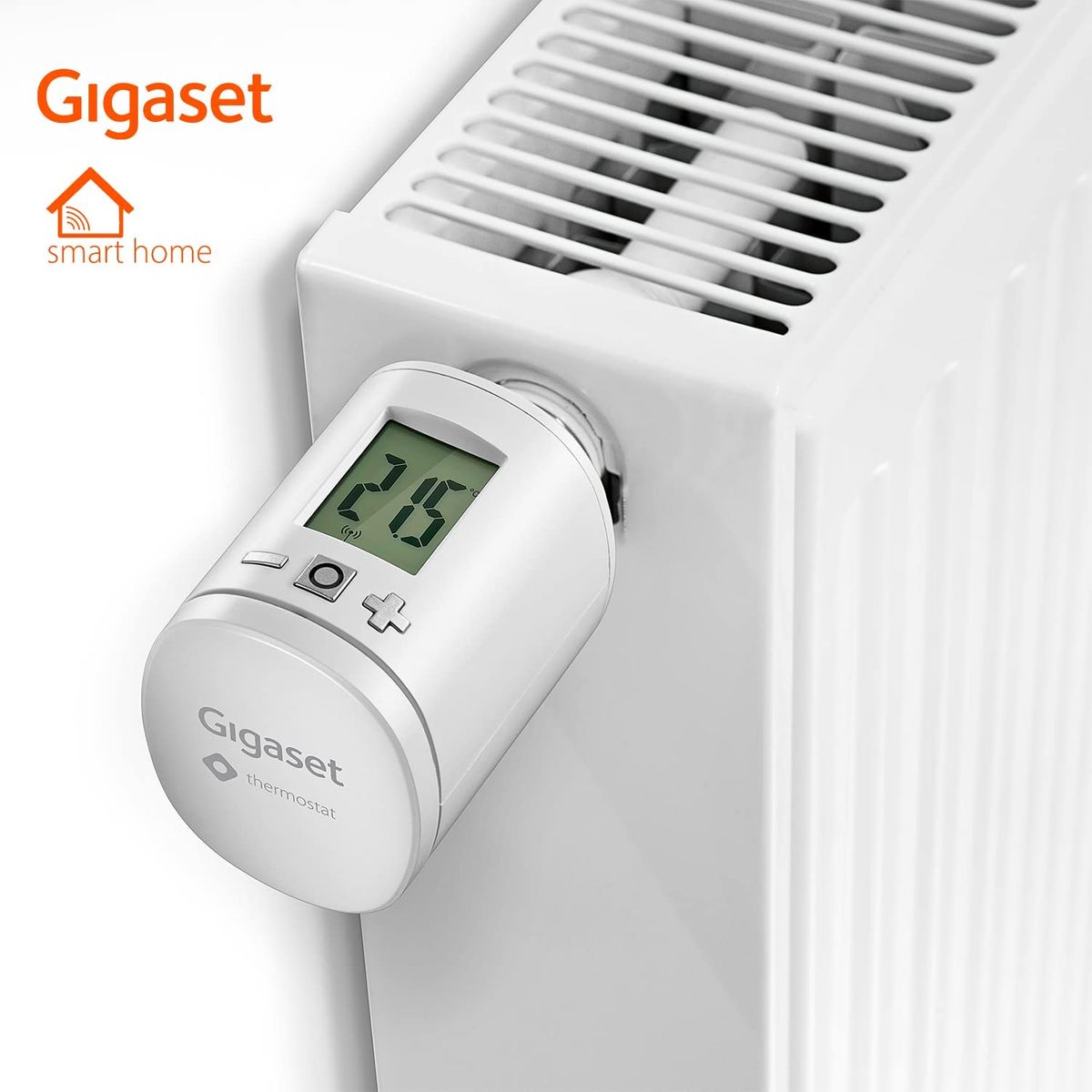 Gigaset Thermostat ONE X - Smart Home Erweiterung - Heizkörperthermostat für ein angenehmes Raumklima - regelt die Heizungstemperatur - spart Heizkosten - Home Connect Plus, Base erforderlich, weiß