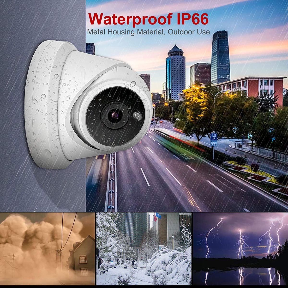 Anpviz 5MP POE IP Dome Kamera Indoor Outdoor mit Audio/Mikrofon, 30m IR Nachtsicht, IP66 wasserdicht, Metallgehäuse, Bewegungserkennung, Fernzugriff (IPC-D350W-S) 1 Stück (1er Pack)