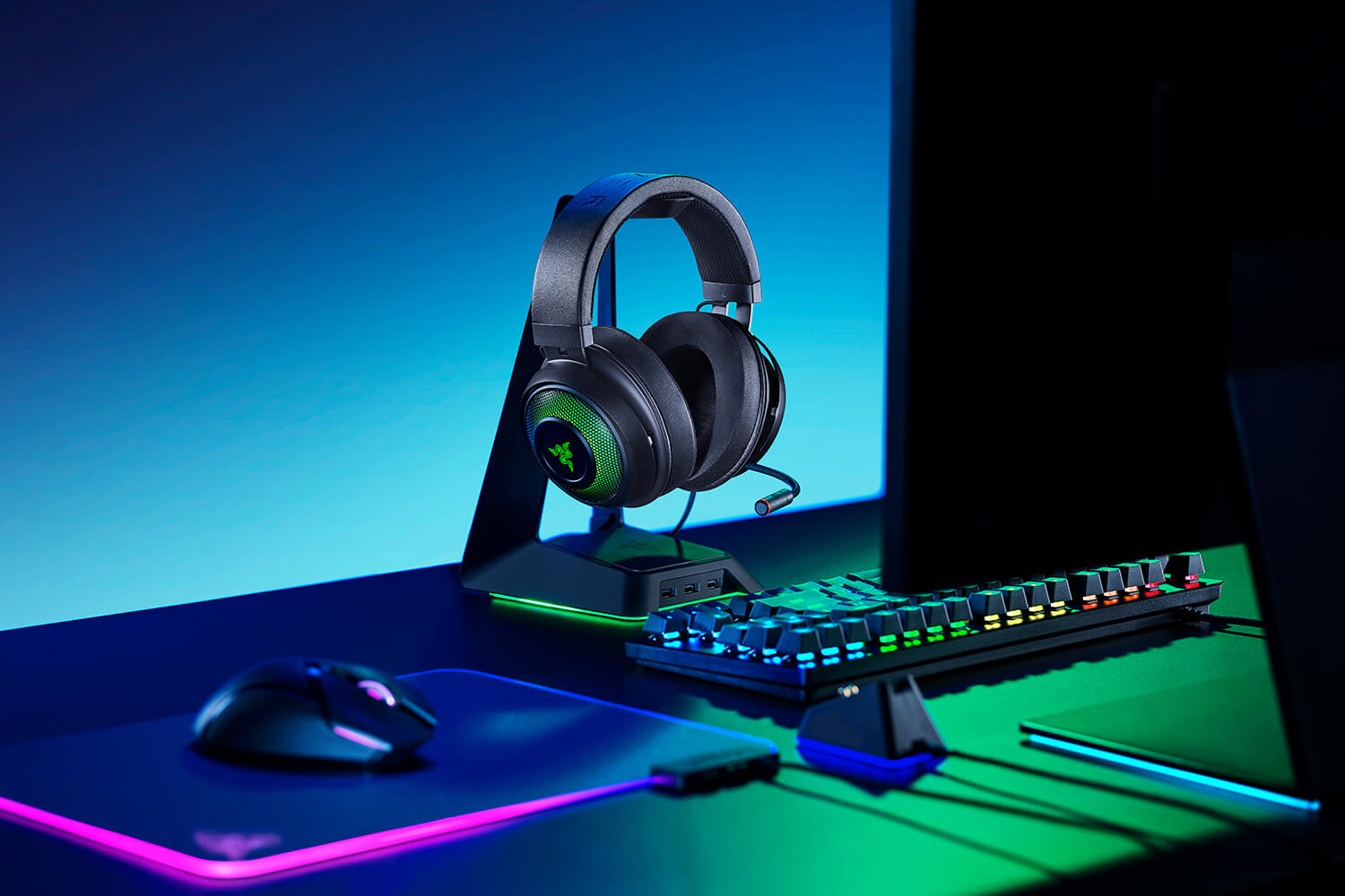 Razer Kraken Ultimate Gaming Headset 360° Surround-Sound USB ANC Chroma RGB for PC Black/Green