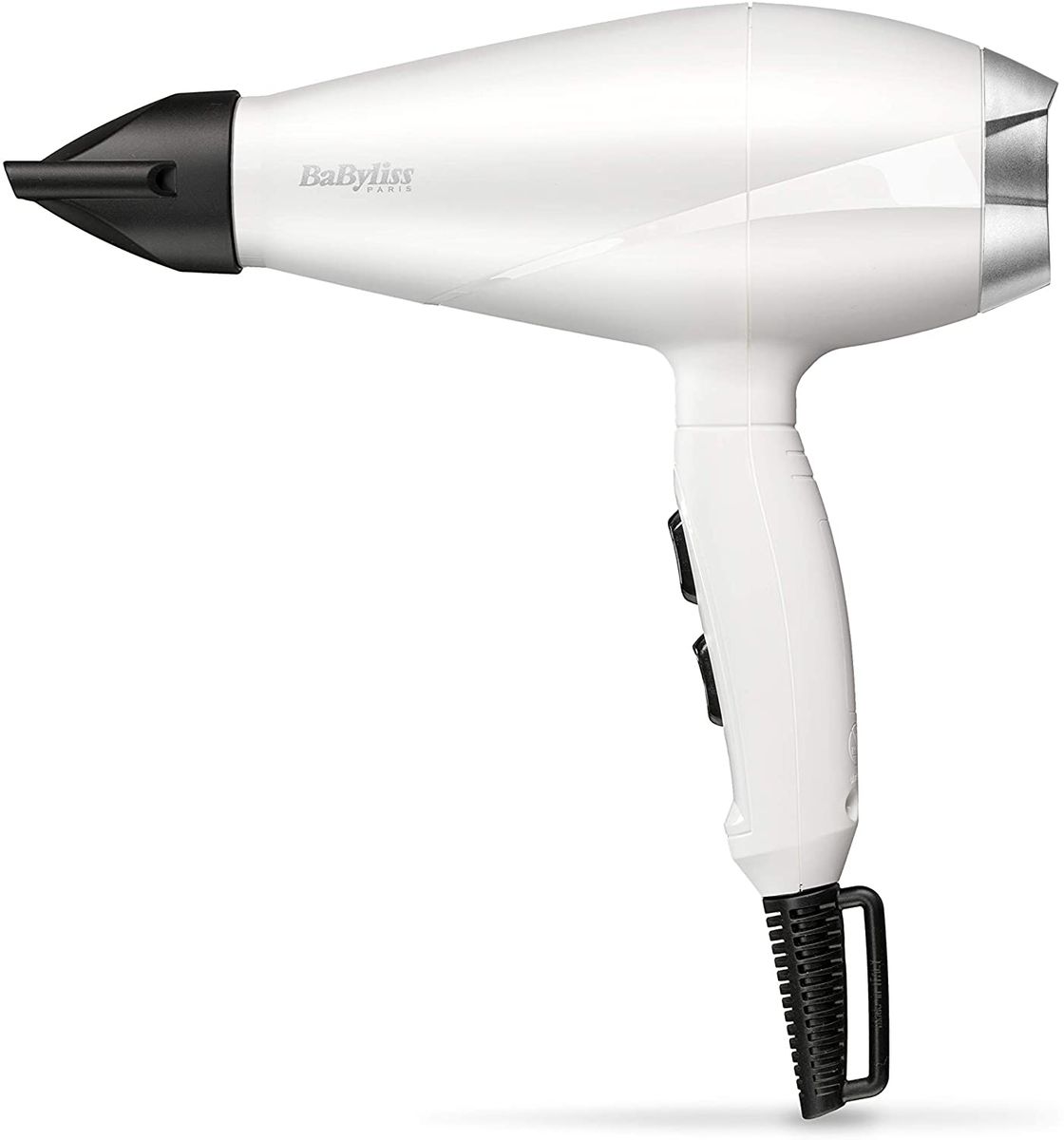 BaByliss 2000 Pro Speed professional hair dryer, matt white, AC motor, 2000W, 100 Km/H, extra long cable, Made in Italy, 6704WE