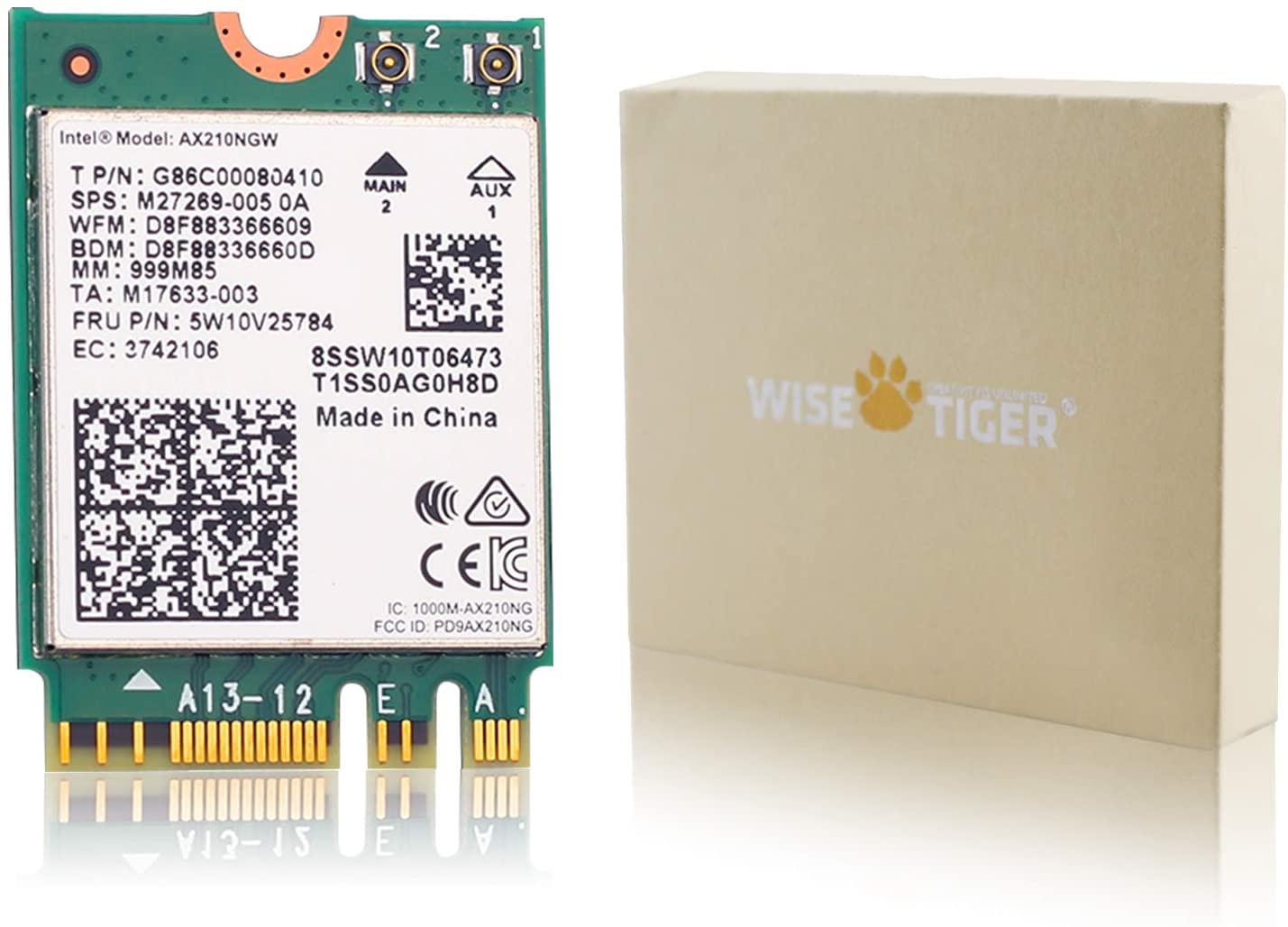 WISE TIGER AX210NGW WiFi Card, WiFi 6E Wireless module 11AX Expand to 6GHz MU-Mimo Tri-Band Network Adapter Internal with Bluetooth 5.2 for Laptop, Support Windows 10 64 Bit