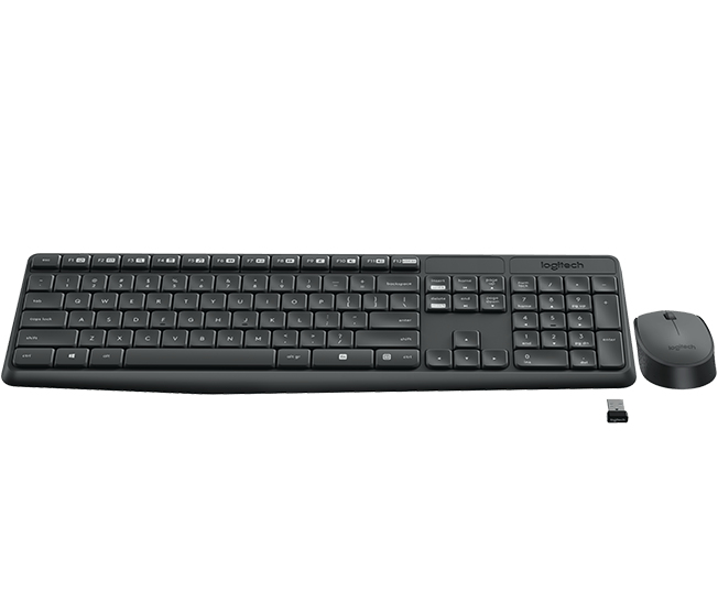 logitech MK235 Tastatur RF Wireless schwarz PT-Layout