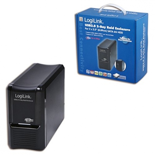 Logilink USB 3.0 Aluminum Metal "Two Bay RAID; 2 x 3.5 Inches Black UA0154 A