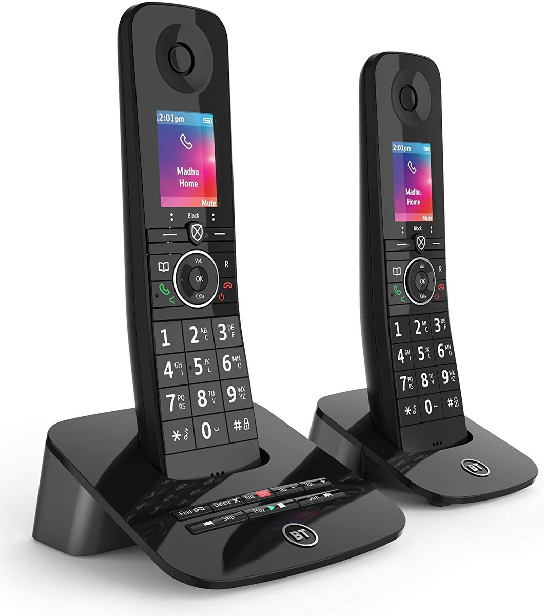 BT Premium Wireless Home Phone Call Block Answering Machine Dual Handset