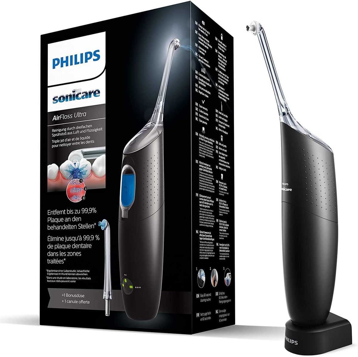 Philips Sonicare AirFloss Ultra for interdental cleaning HX8438/03, cleaning in 60 sec, high-performance nozzle, black-grey.