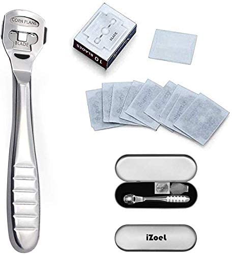 Izoel Stainless Steel Callus Rasp File Callus Remover Pedicure Foot File With 10 Spare Blades and 1 Foot Rasp Head
