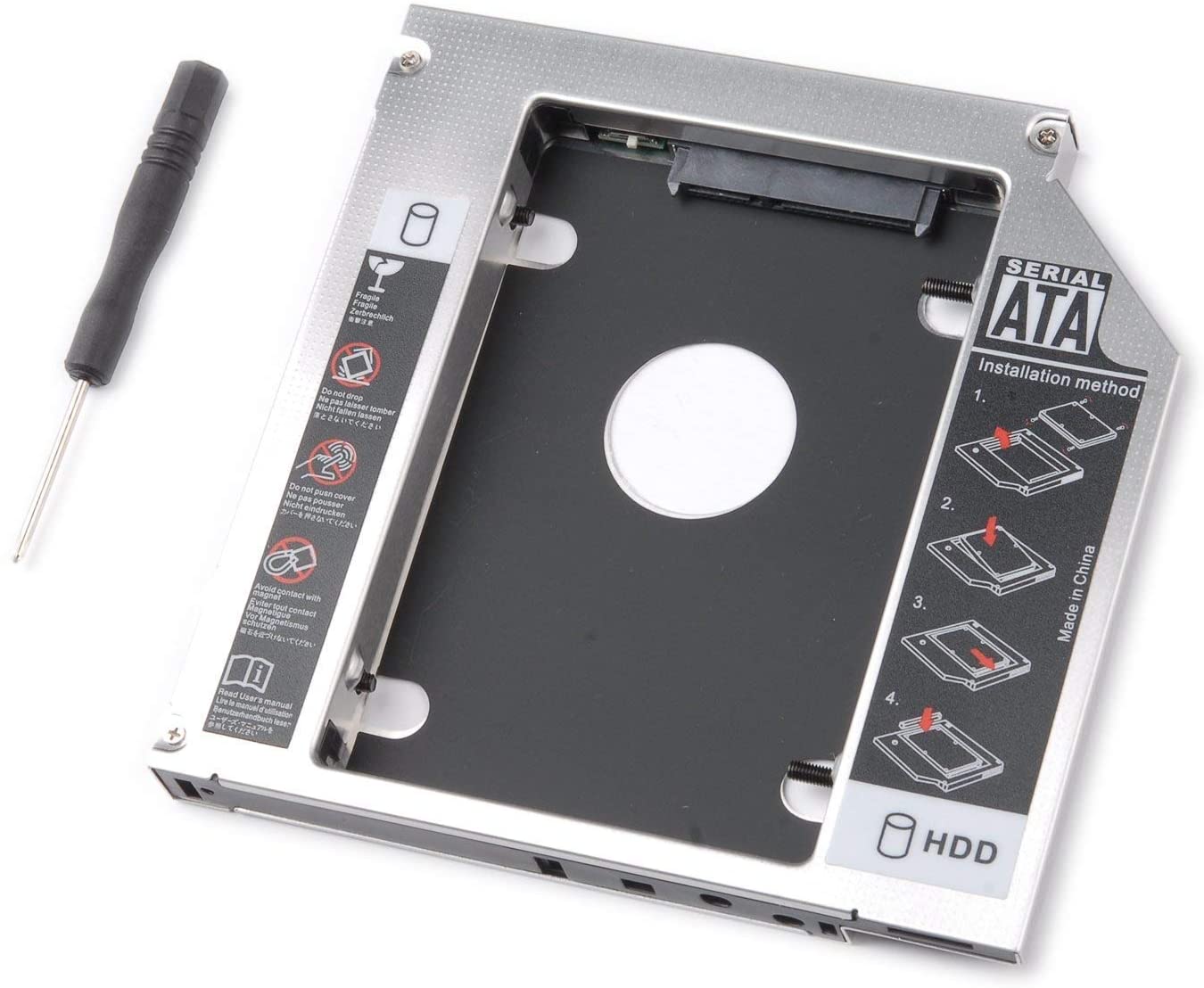 tinxi 2nd HDD Caddy 2nd HDD / SSD Bay Caddy SATA to SATA mounting frame Caddy Tray 9 5 mm for MacBook Pro 13 15 17