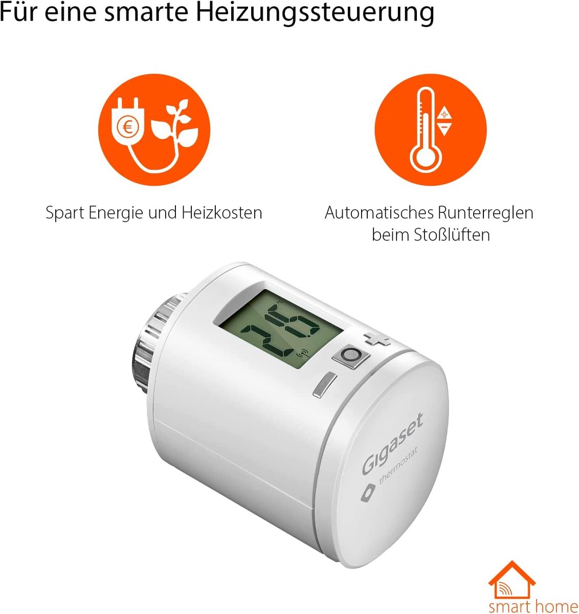 Gigaset Thermostat ONE X - Smart Home Erweiterung - Heizkörperthermostat für ein angenehmes Raumklima - regelt die Heizungstemperatur - spart Heizkosten - Home Connect Plus, Base erforderlich, weiß