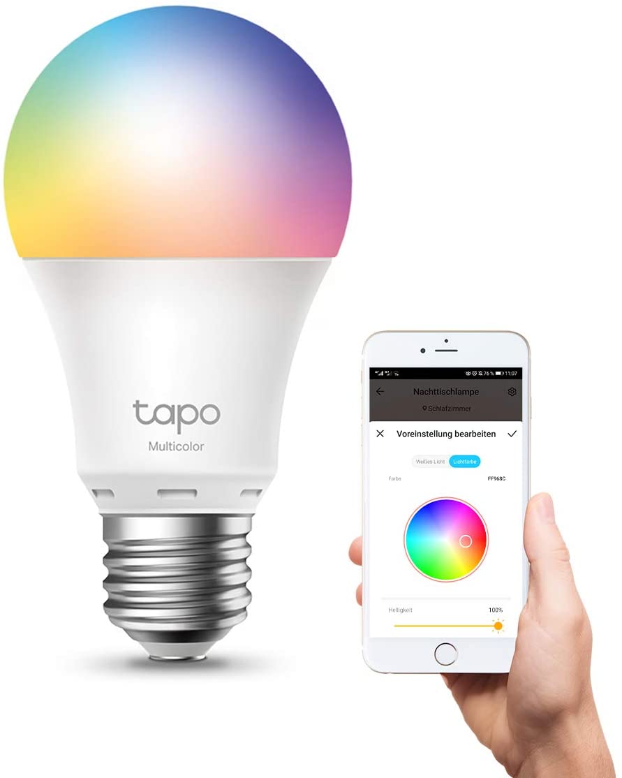TP-Link Tapo L530E smarte WLAN Glühbirne E27, Mehrfarbrige dimmbare alexa smarte lampe, smart home alexa zubehör,kompatibel mit Alexa,Google Assistant,Tapo App,Abläufe und Zeitpläne,Kein Hub notwendig Mehrfarbig