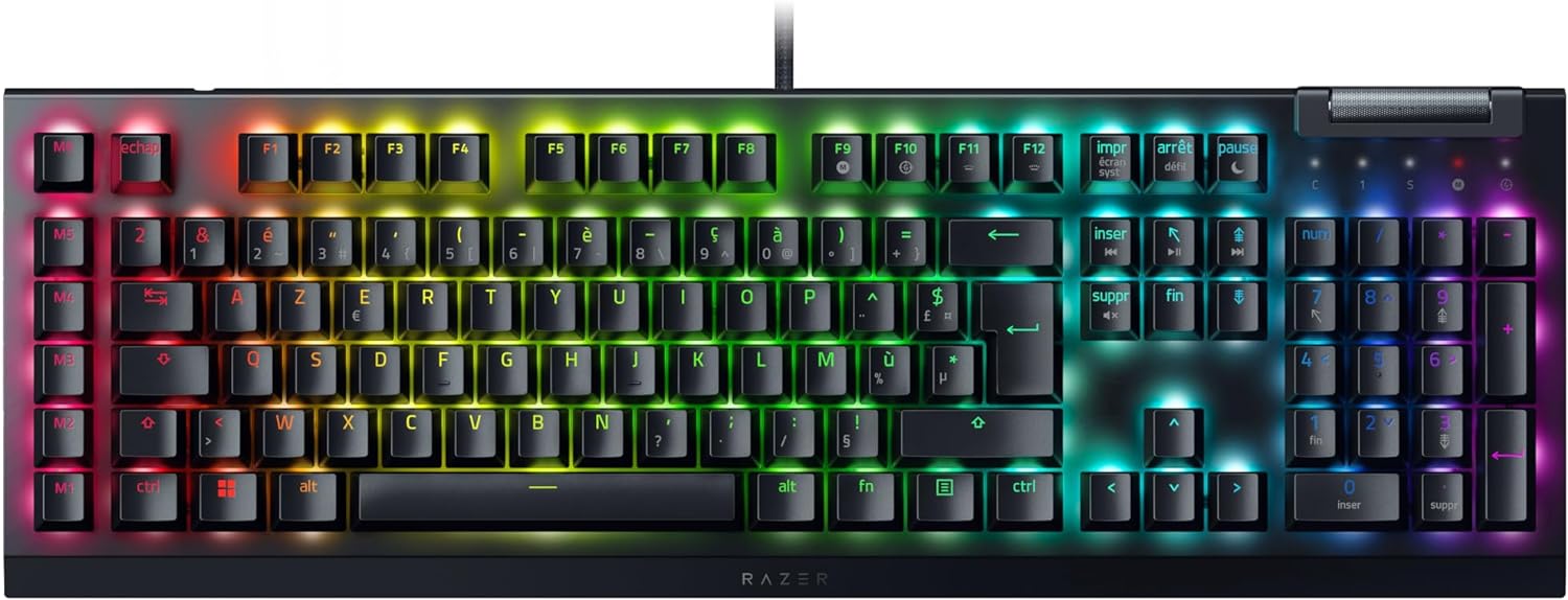 Razer BlackWidow V4 X (Switches Verts) - Clavier gaming mu00e9canique avec Razer Chroma RGB (6 touches macros du00e9diu00e9es, Touches ABS u00e0 double injection) - (FRA Layout - AZERTY)