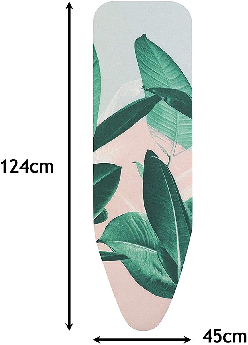 Brabantia Ironing Board Cover C, 124 x 45 cm, 2mm Foam, Cotton, Tropical Leaves, 2mm Foam Tropical Leaves
