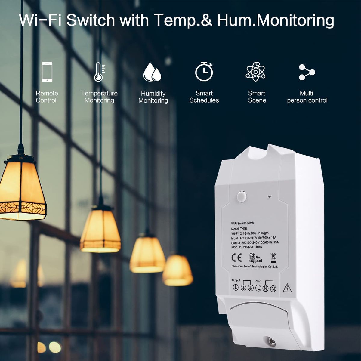 Sonoff TH16 WiFi Smart Switch Switch+Sensor Temperature for Home Use